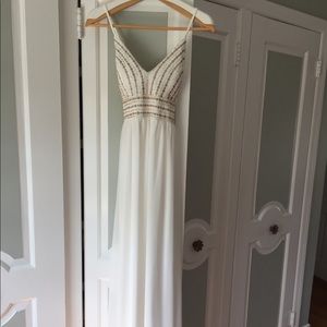 Lulu’s Meet Me In Madrid White Beaded Maxi Dress